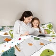 thumbnail image 5 of Homewish Kawaii Jungle Dinosaur Bedding Comforter Set for Kids, Tropic Coconut Tree Twin Comforter Sets, Cartoon Funny Animal Reversible Bedding Set, Ultra Soft Bedroom Decor, 2pcs, 5 of 8