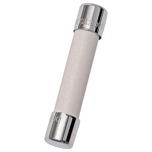 Ceramic Fuse, 10A, 200A at 250V AC, 10kA at 125V AC, 5 PK GAB10