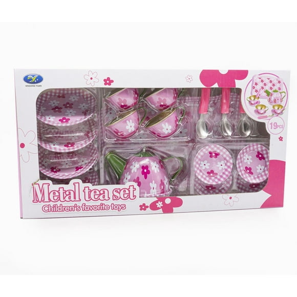 Juego de té Metálico FABRICA DEL JUEGO Diseño de Flores 19 piezas FJ-1024