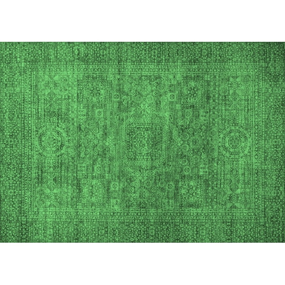 Ahgly Company Indoor Rectangle Abstract Emerald Green Modern Area Rugs, 4' x 6'
