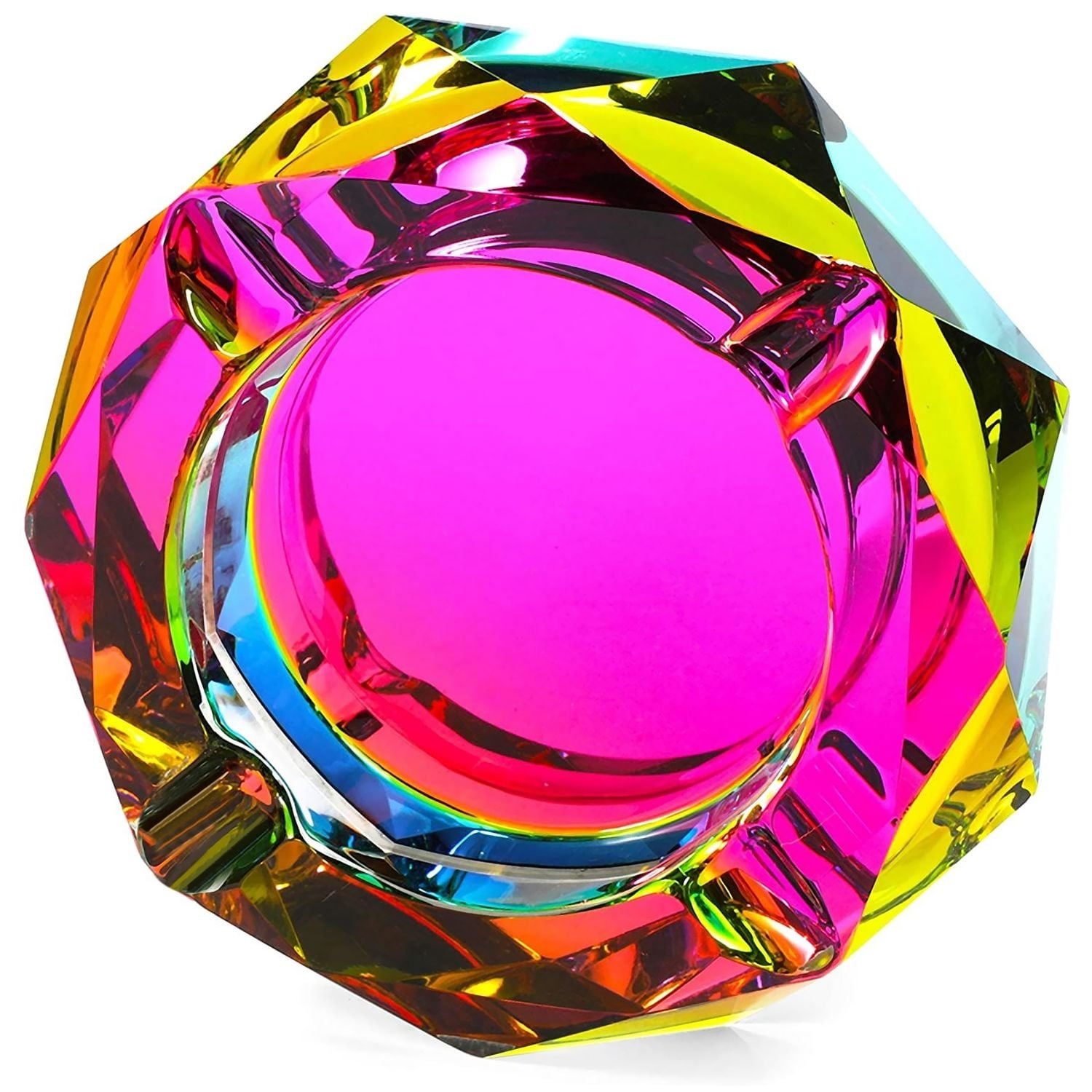 Colorful Crystal Glass Ashtray - Unique Home Decor For Indoor & Outdoor Use