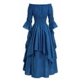 thumbnail image 7 of Guieoi Dresses for Women 2026 Fall Gothic Ballgown with Puff Sleeves and Waist Cinching Plus Size Blue XXXL, 7 of 7