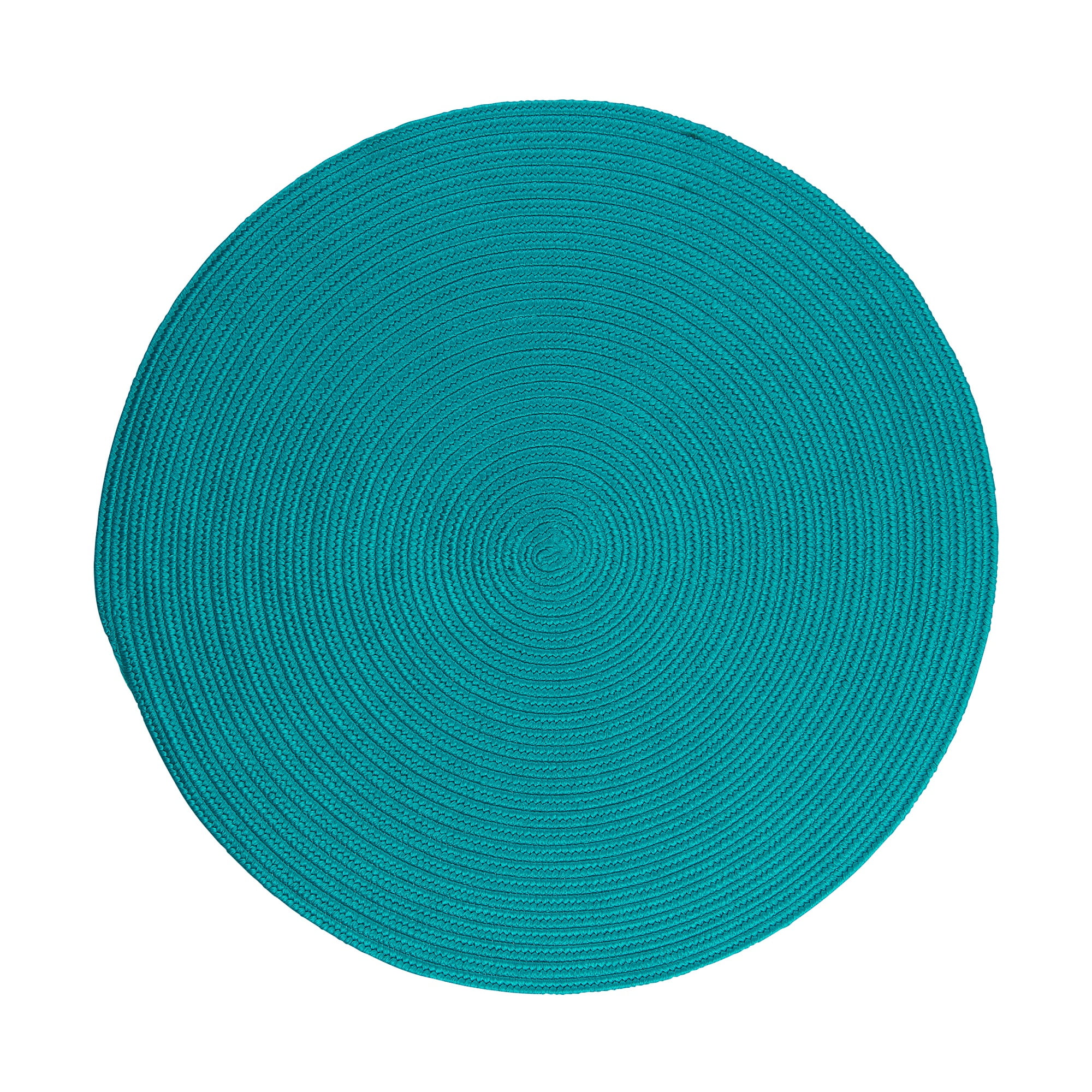 4' Turquoise Round Braided Rug