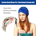 thumbnail image 2 of pitrice Turban Imprimé Confortable et Respirant Multicolore à une Seule Couche Bandeau Matériau de Qualité Bonnet pour Cheveux Accessoires pour Cheveux pour Femmes Fleur de Riz, 2 of 6