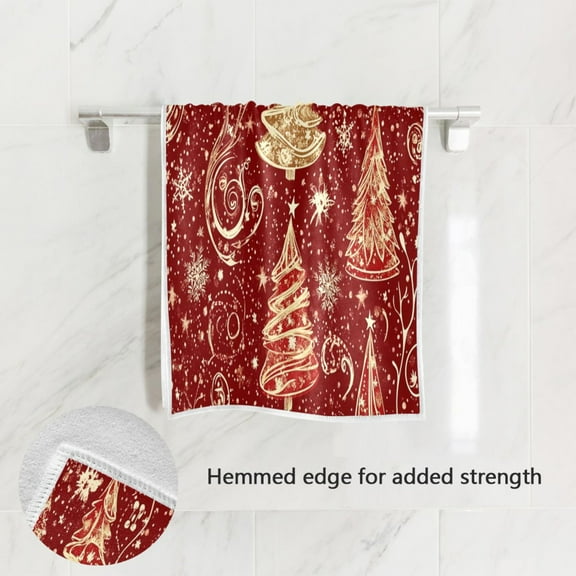 BZSMCE Bath Towel 30 X 15 in Soft Towel Christmas Trees with Sonwflake Design Pattern