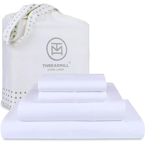 Luxury Supima Queen Sheet Set, 1200 Thread Count 100% Cotton Sheets for Queen Size Mattress, 4 Pc Bed Sheets Queen Size Set, 5-Star Hotel Quality White Queen Sheets Elasticized Deep Pocket