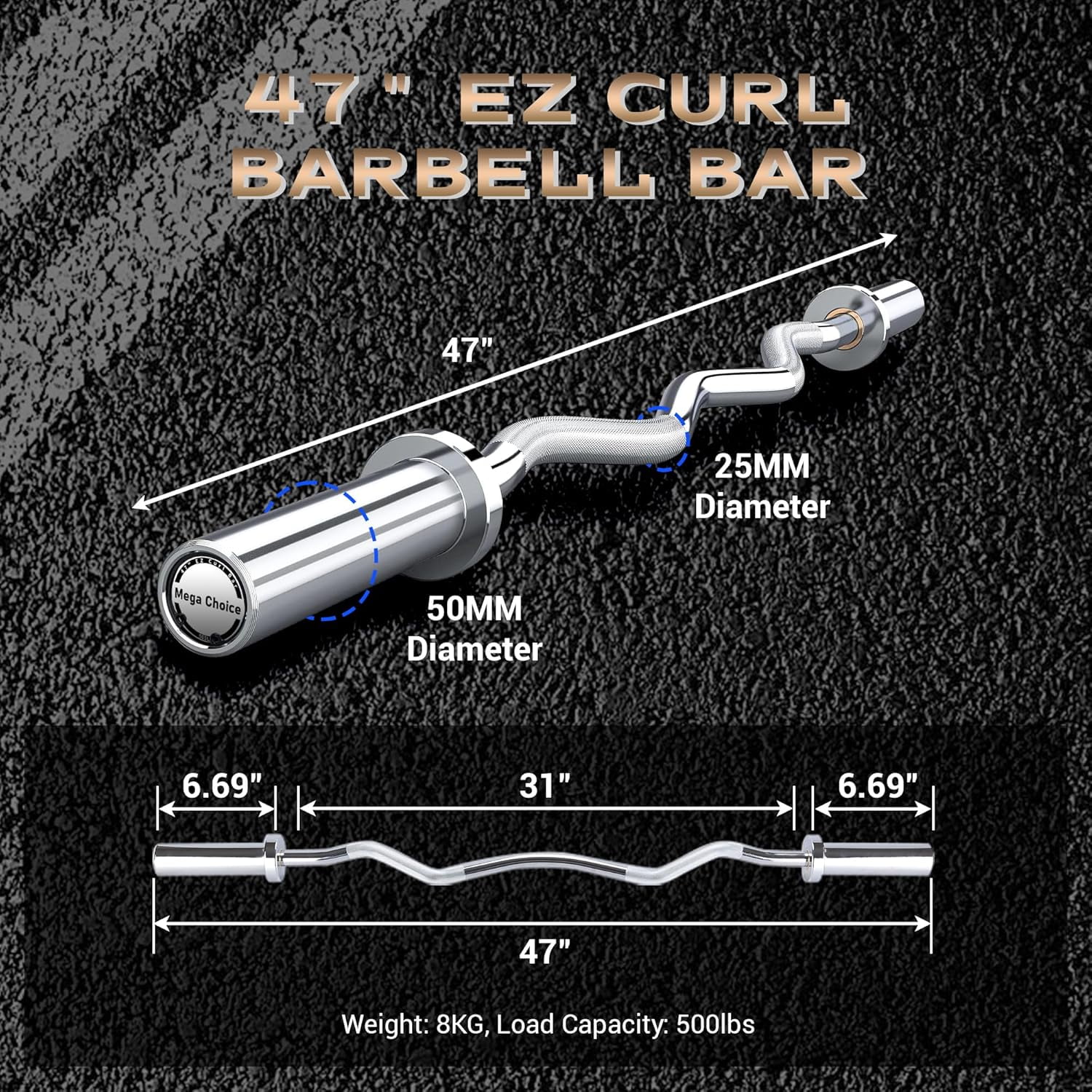 Accreate 7FT/4 ft Home Gym Barbell Bar – 700LB/1500LB/500LB Capacity, Anti-Slip Knurling, Solid Steel, for Weightlifting, Strength Training