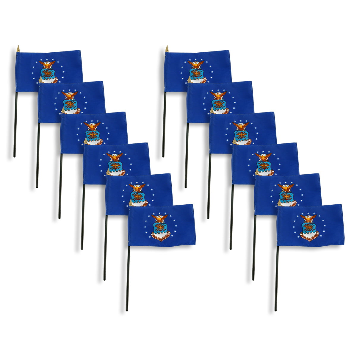 Box of 12 Bavaria 4x6 Miniature Desk & Little Table Flags; 12 Office and Waving Small Mini Bavarian Handheld Stick Flags in a Custom Made Cardboard Box Made for These Flags Made in USA! 