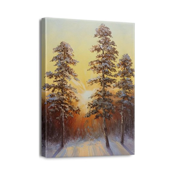 Classic Beauty of 12x16 Vintage Forest Sunset Oil Painting - Unique Wall Art Print for Home & Office Decor