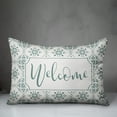 thumbnail image 3 of Creative Products Welcome Teal and White Medallion Tile Pattern 14x20 Indoor / Outdoor Pillow, 3 of 3