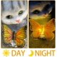 thumbnail image 4 of CHAO Figura decorativa de gato para jardín, decoración de jardín, mariposas luces solares para exteriores, decoración de balcón, jardín, diseño lindo gato mariposa resina adornos luces solares, 4 of 5
