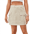 thumbnail image 3 of Vestido Vaquero con Minifalda Cargo para Mujer con Bolsillo Caqui Superficial XL, 3 of 9
