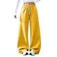 thumbnail image 3 of Nestiefly Women’s Barrel Sweatpants Wide Leg Baggy Pants High Waisted Joggers with Drawstring Waist with Pockets 2026 Yellow 2XL, 3 of 8