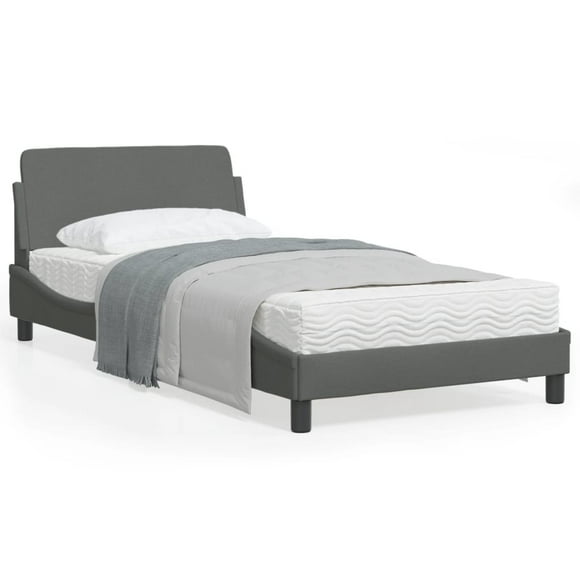 vidaXL Bed Frame with Headboard Dark Grey 100x203 cm Fabric
