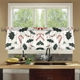 thumbnail image 4 of Yayeee Kitchen Curtains Tier Set of 2 Light Filtering 57"x24" Over Sink Window Panels, White Christmas Holly, 4 of 7