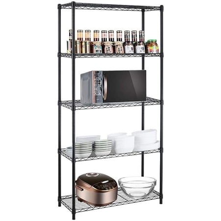 Meet perfect Adjustable 5-Shelf Shelving Unit Storage Rack Wire Shelving, Heavy Duty Freestanding Ventilated Metal Wire Rack Multipurpose Shelves Display Rack - 72" H x 36" L x 14" W-Black