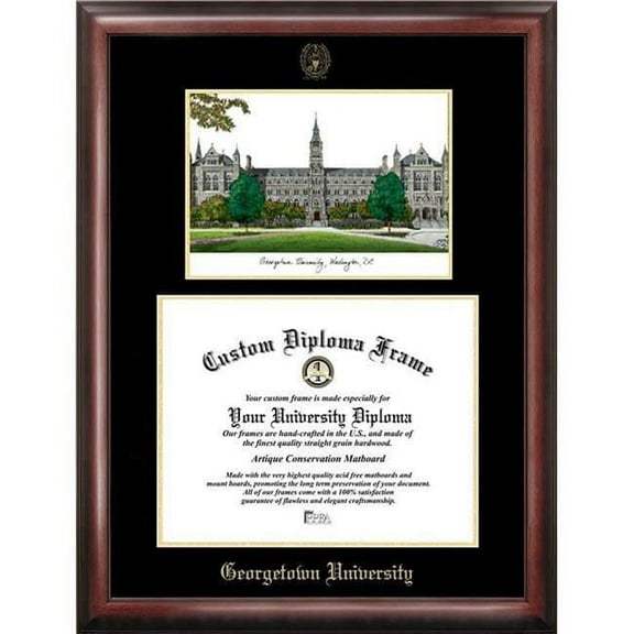 Campus Images DC996LGED-1714 14 x 17 in. Georgetown University Gold Embossed Diploma Satin Mahogany Frame with Lithograph