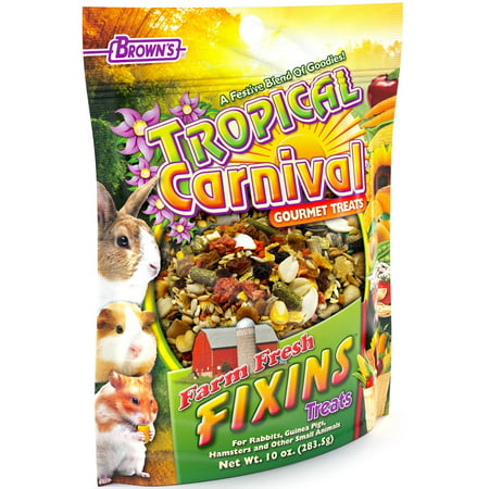 F.M. Brown'S Tropical Carnival Farm Fresh Fixins Treats For Rabbits, Guinea Pigs, Hamsters, Rats, Mice, And Other Small Animals, 10-Oz Bag - Healthy Mix Of Fruits, Veggies, Seeds, And (Best Fruits And Veggies For Guinea Pigs)