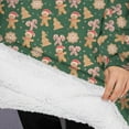 thumbnail image 3 of Oversized Wearable Blanket Hoodie,Green Christmas Gingerbread and Tree Pattern Sherpa Blanket Hoodie with Super Pockets,Super Warm Fuzzy Pullover for Women & Men, 3 of 6