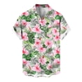 thumbnail image 4 of Men's Hawaiian Wrinkle Short Sleeve Button Down Tropical Floral Beach Vacation Shirt Green 3XL, 4 of 7