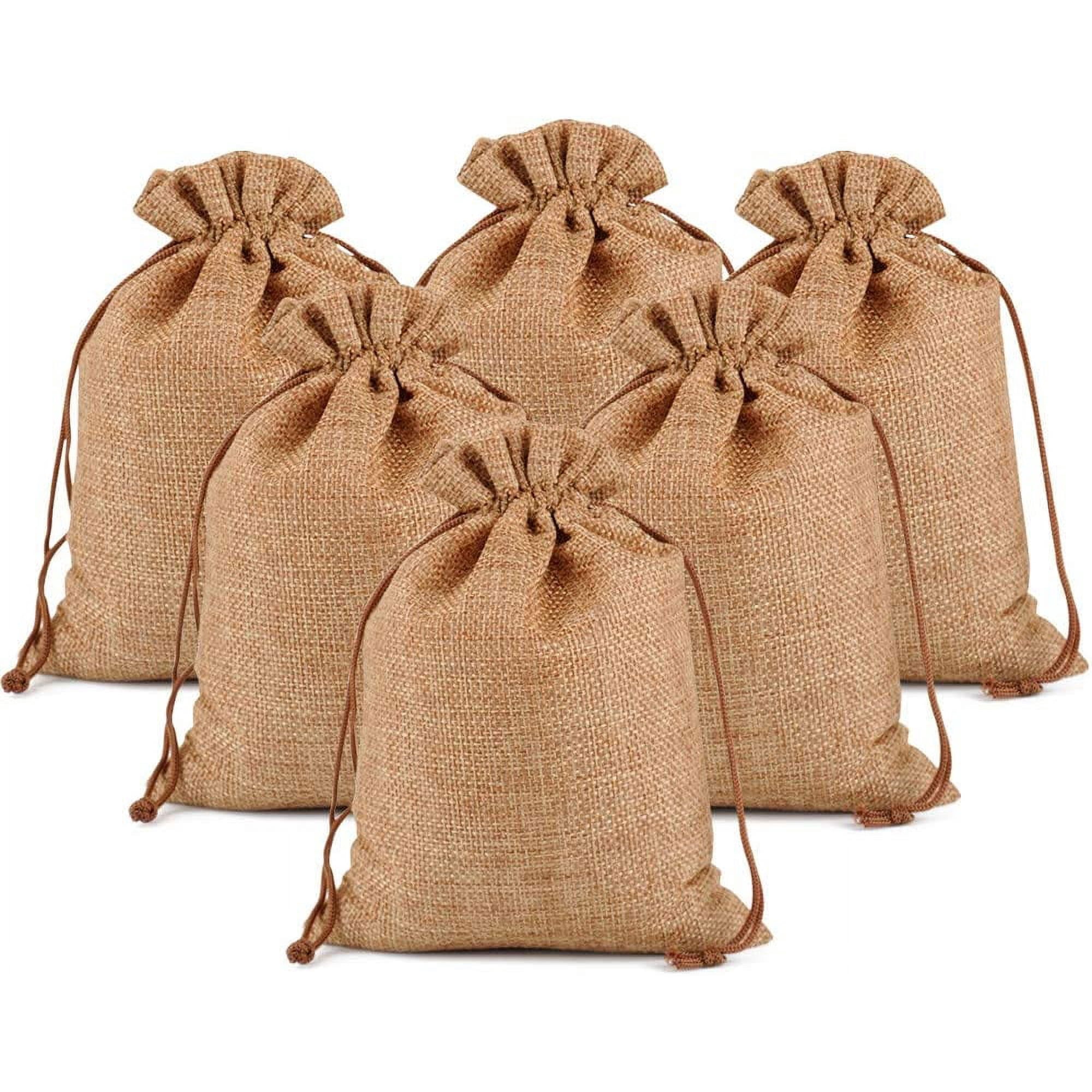 HAHDAXIA 100Pcs 10cm x 15cm Coffee 25 50 100PCS Burlap Gift Bags Wedding Hessian Jute Bags Linen Jewellery Pouches with Drawstring for Birthday Party Wedding Favours Present Art and Walmart