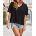 thumbnail image 2 of ZANKLEY Womens Summer V Neck Oversized T Shirt Casual Short Sleeve Loose Fit Flowy Basic Top, 2 of 12
