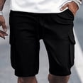 thumbnail image 2 of MIXUE Mens Shorts Summer Solid Color Large Pocket Workwear Casual Loose Comfortable Trendy Business Sports Mens Workout Shorts Daily-Wear,Black,S, 2 of 8