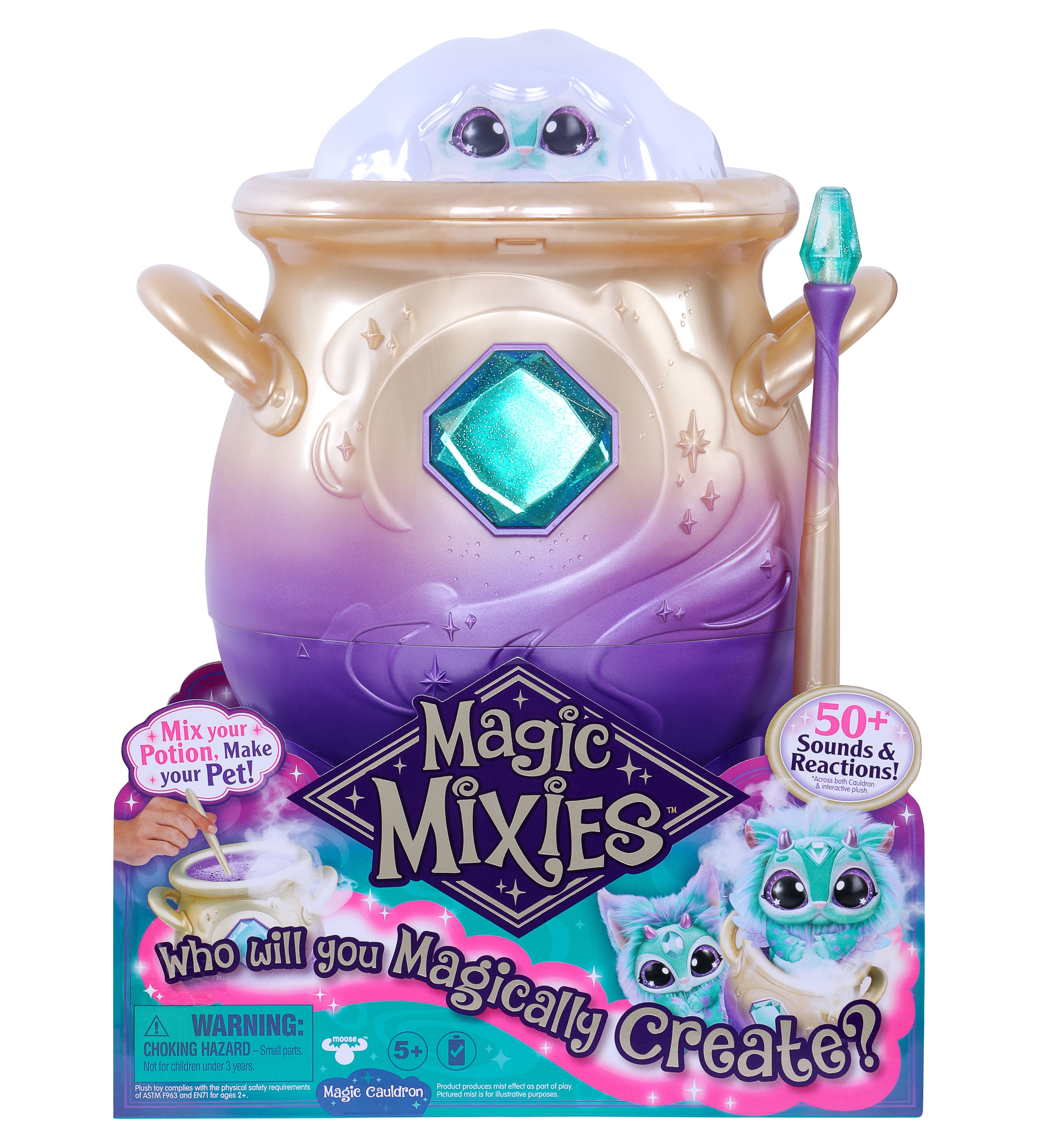 Magic Mixies Magical Misting Cauldron with Interactive 8 inch Blue Plush Toy and 50+ Sounds and Reactions, Toys for Kids, Ages 5+ - image 3 of 15