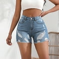 thumbnail image 5 of Xixinqiwan No Boundaries Women's Casual Stretchy Denim Shorts High Waisted Butt Lift Ripped Raw Hem Jeans Shorts Plus Size, 5 of 7