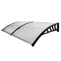 HiiKaa Polycarbonate Window Door Awning Canopy Brown with Black Bracket 38in x 80in,Black
