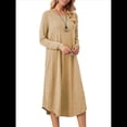thumbnail image 2 of Pijama de Mujer con Cuello Redondo, Larga y Bolsillos Caqui L, 2 of 9