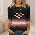thumbnail image 6 of Vetsdori Gifts for Girlfriend T-Shirts for Women Valentine Plus Size Pullover 3/4 Sleeve Graphic Casual,Cute Crew Neck Ladies Tops Heart Print, 6 of 7