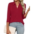 thumbnail image 4 of Fantaslook Womens Polo Shirts Business Casual 3/4 Sleeve Tops V Neck Dressy Work Blouses Office Clothes, 4 of 10