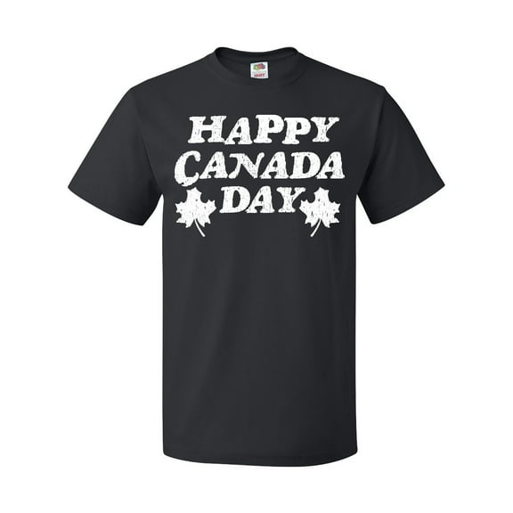 Inktastic Happy Canada Day with Distressed Maple Leaves T-Shirt