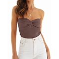 thumbnail image 6 of Womens Tube Tops Summer Outfits Beach Vacation Clothes Sweaters Strapless Sleeveless Tank Tops Brown L, 6 of 9