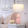 thumbnail image 3 of Double Gourd Ceramic Table Lamps Set of 2, Modern Pink Bedside Lamps for Night Stand, Contemporary Nightstand Lamps for Bedroom Living Room (Bulb Included), 3 of 14