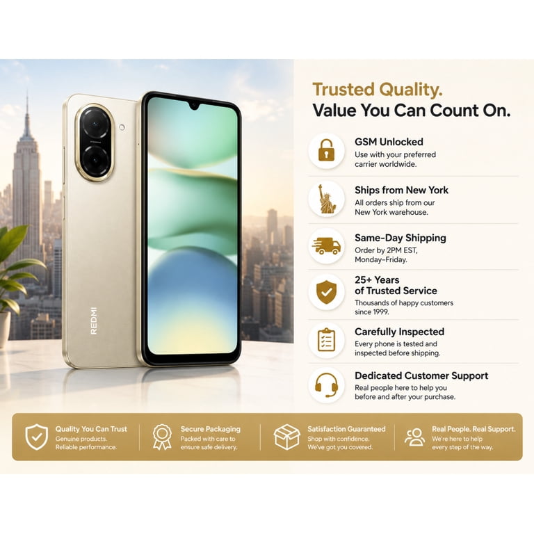 Xiaomi Redmi A5 4GB+128GB ゴールド Xiaomi Redmi A5 4G 128GB ROM 4GB RAM Dual SIM GSM Unlocked - Gold