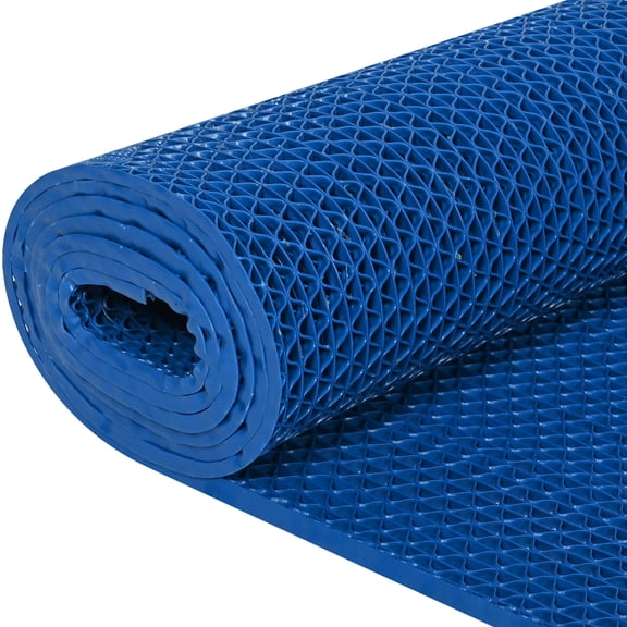 Petoto 3'x10' Non-Slip PVC Drainage Mat, Heavy-Duty Commercial Mat for Cold Weather, Kitchen, Garage, Bathroom, Wet Areas, Blue