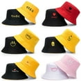 thumbnail image 3 of Double-sided Bucket Hat Fisherman's Cap Men Women Embroidery Pattern Cotton, 3 of 5