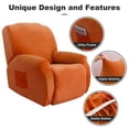 thumbnail image 3 of CJC Velvet Recliner Covers, Stretch Armchair Slipcovers, 4-Piece for 1 Cushion Reclining Sofa, Single Seat Recliner Protector, 10 Colors, 3 of 9