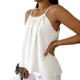 thumbnail image 4 of Miluxas Women's Solid Spaghetti Strap Cami Top Textured Ruched Casual Loose Fit Sleeveless Tank Tops White, 4 of 8