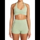 thumbnail image 1 of Conjuntos Entrenamiento para Mujer 2 Piezas,Sujetador Deportivo con Cuello Halter y Arrugas,Pantalones Cortos Ciclista Cintura Alta,Atuendo Yoga para Hacer Ejercicio. Verde L, 1 of 8