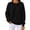 a01Black, variant on Womens Waffle Knit Tops Long Sleeve Crewneck Relaxed Fit Drop Shoulder Shirts Business Casual Blouses Basic Shirt Navy XL