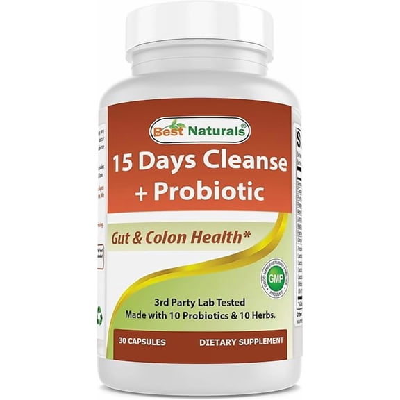 Best Naturals 15 Days Cleanse   Probiotics for Gut & Colon Health* for Women & Men with Senna, Cascara Sagrada & Psyllium Husk- 15 Days Supplies. Non-GMO & Gluten Free.