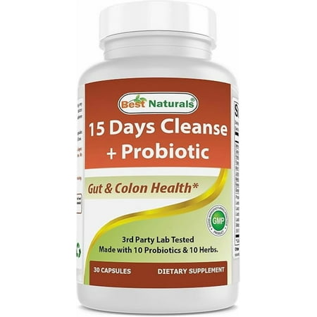 Best Naturals 15 Days Cleanse + Probiotics for Gut & Colon Health* for Women & Men with Senna, Cascara Sagrada & Psyllium Husk- 15 Days Supplies. Non-GMO & Gluten Free.