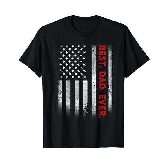 Best Dad Ever With US American Flag Gift For Daddy Dad Father's Day Funny Cute T-Shirt