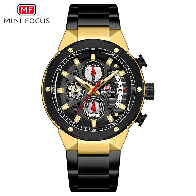 Men's Watches Sports Quartz Wristwatches Stainless Steel Luminous Hands Chronograph