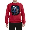 thumbnail image 2 of Wild Bobby, American Flag Howling Wolf Animal Lover Unisex Crewneck Graphic Sweatshirt, Red, 5XL, 2 of 3