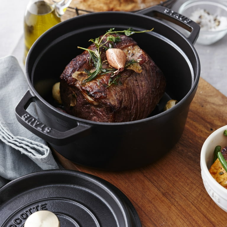 Staub Cast Iron 4-qt Round Cocotte - Matte Black - Walmart.com