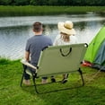 thumbnail image 3 of Spaco Double Folding Camping Chair with Wood Armrest & Cupholders, Loveseat for 2 Adults, Portable Camping Couch for Backpacking, Beach, Sports Travel, Green, 3 of 11
